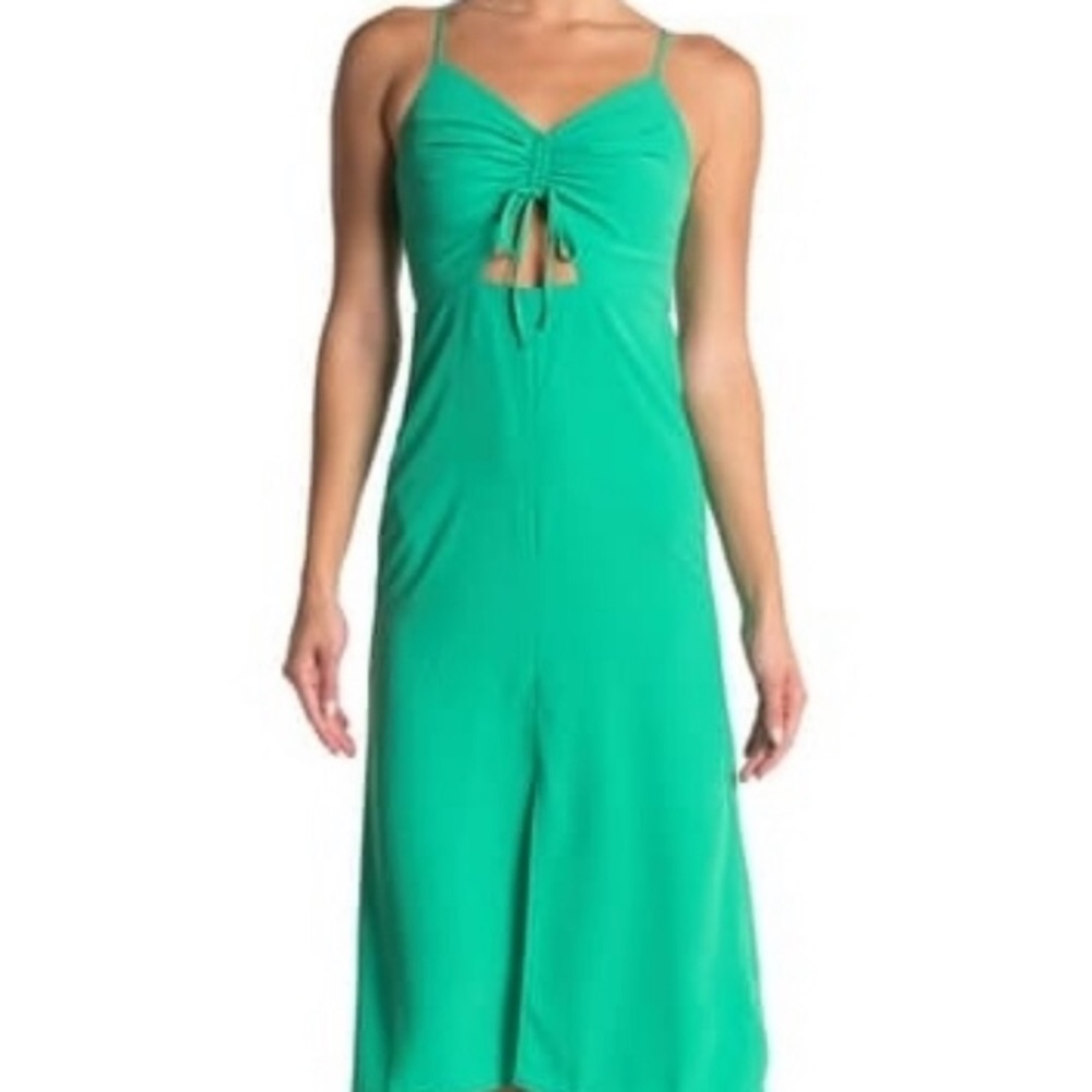 NWT Topshop - Green Front Cutout Ruched Midi Dress - Picture 4 of 8